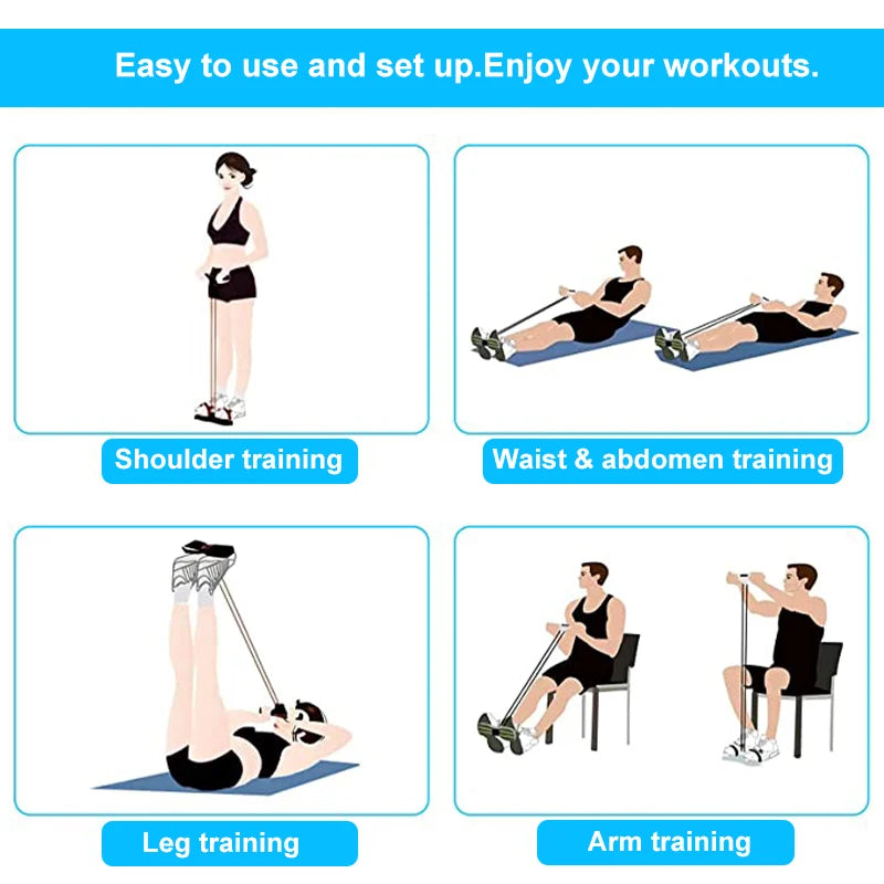 -Tube Resistance Band Pedal Puller – Full Body Fitness Trainer