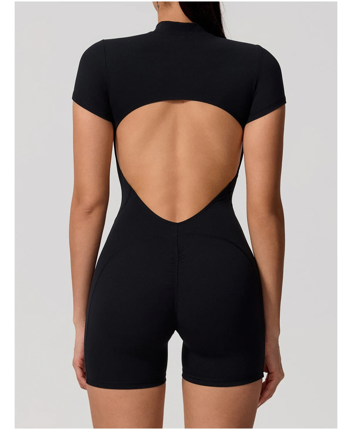 Hearuisavy Women's Short Sleeved Sports Overalls Outdoor Running Yoga Jumpsuit High Stretch Push Up Fitness Bodysuit With Zipper