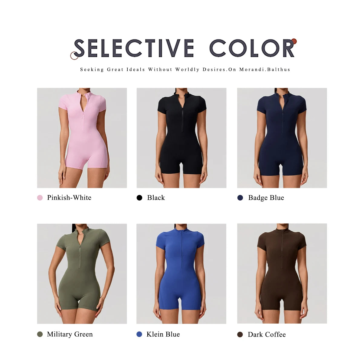 Hearuisavy Women's Short Sleeved Sports Overalls Outdoor Running Yoga Jumpsuit High Stretch Push Up Fitness Bodysuit With Zipper
