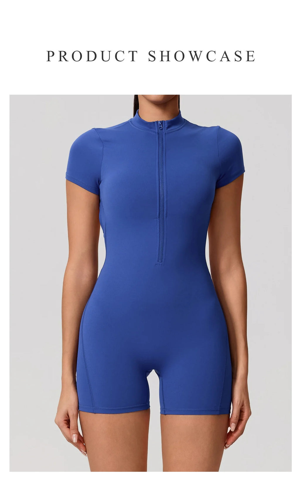 Hearuisavy Women's Short Sleeved Sports Overalls Outdoor Running Yoga Jumpsuit High Stretch Push Up Fitness Bodysuit With Zipper
