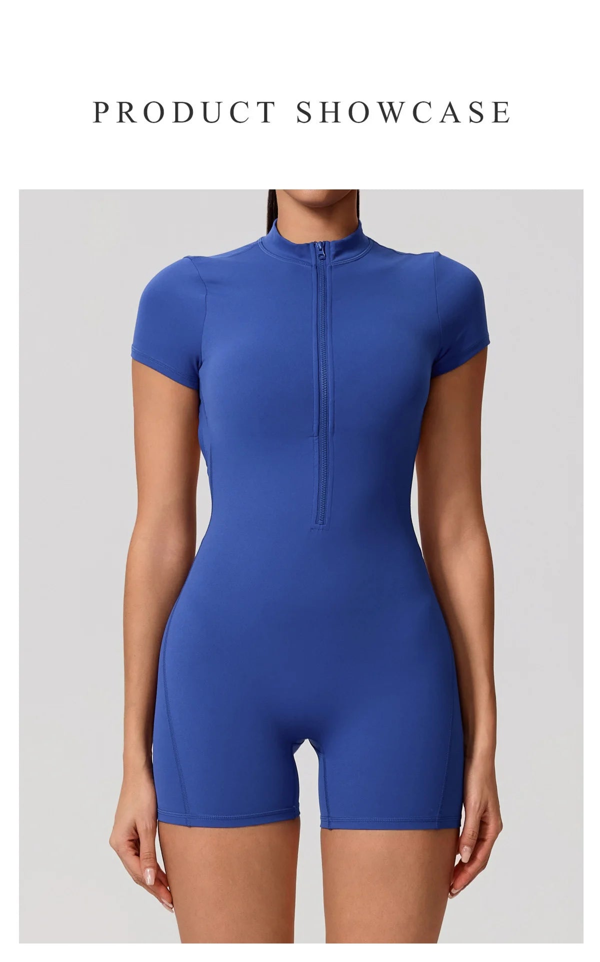 Hearuisavy Women's Short Sleeved Sports Overalls Outdoor Running Yoga Jumpsuit High Stretch Push Up Fitness Bodysuit With Zipper