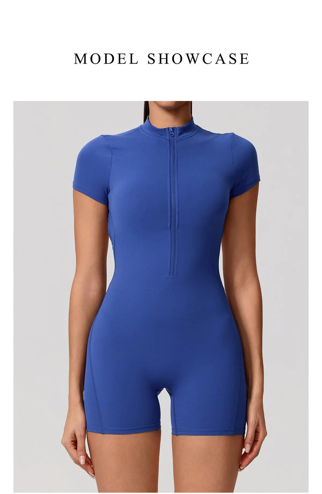 Hearuisavy Women's Short Sleeved Sports Overalls Outdoor Running Yoga Jumpsuit High Stretch Push Up Fitness Bodysuit With Zipper