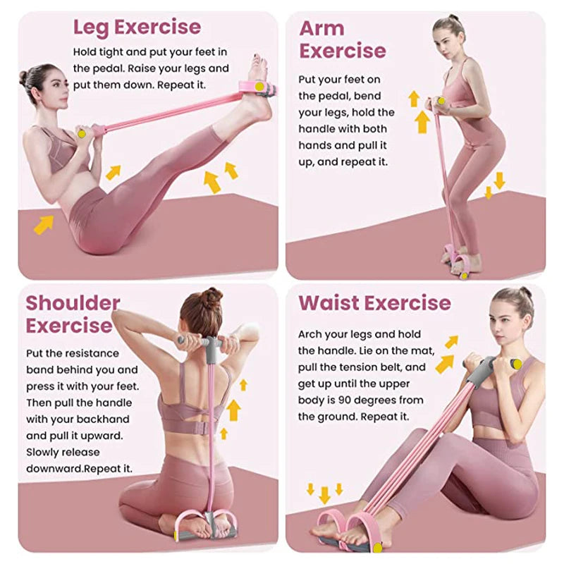 -Tube Resistance Band Pedal Puller – Full Body Fitness Trainer