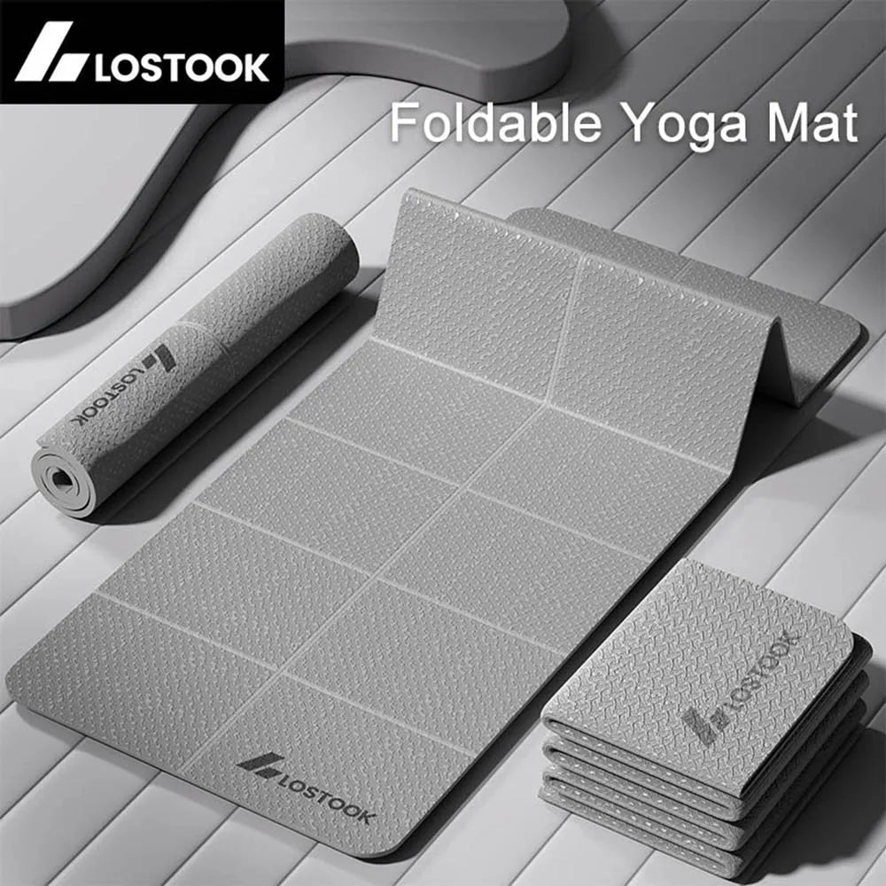 4mm Thick TPE Foldable Yoga Mat 183*61cm Easy Storage for Travel Yoga Pilates Home Exercise Floor Mat ﻿